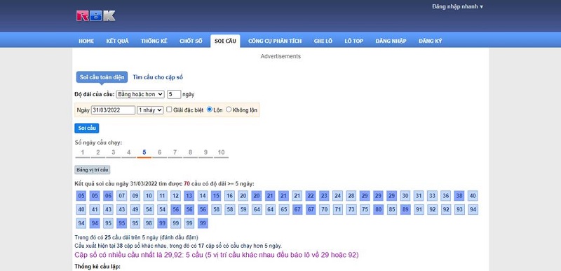 Tại đây có rất nhiều phương pháp soi cầu cho anh em lựa chọn