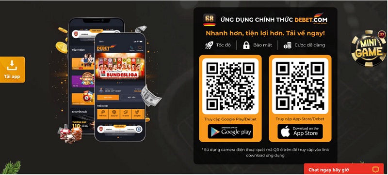 Hướng dẫn tải app Debet